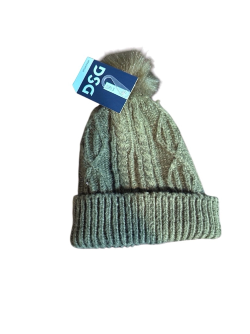 Girls DSG Beanie Hat Olive Green One Size - Picture 3 of 4